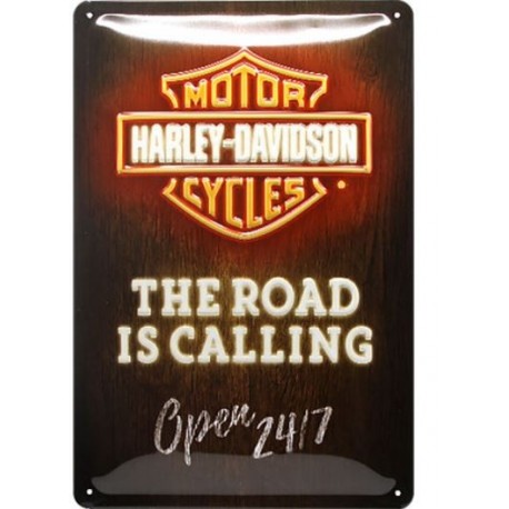 Plaque métal Harley Davidson The Road is calling 20x30cm