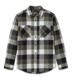 Chemise à manches longues à carreaux pour hommes, Harley Black Grape Leaf