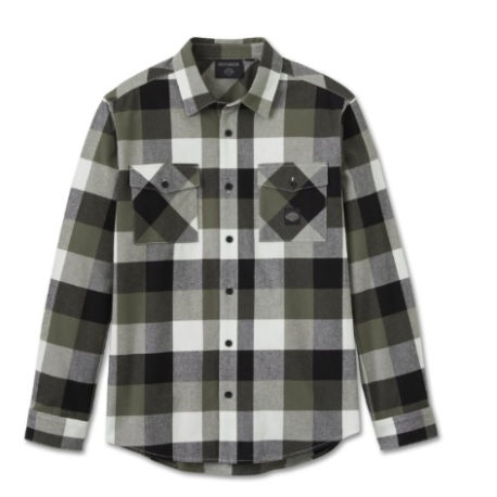 Chemise à manches longues à carreaux pour hommes, Harley Black Grape Leaf