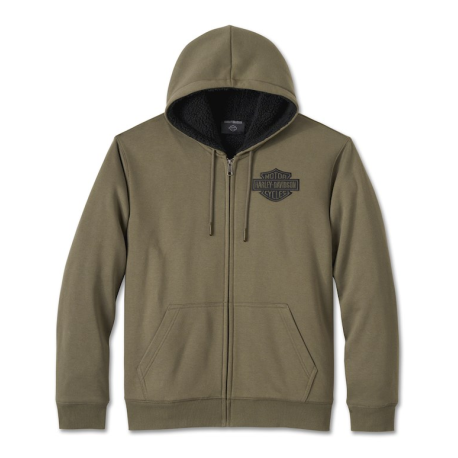 Sweat à capuche zippé vert Harley-Davidson Bar & Shield Sherpa
