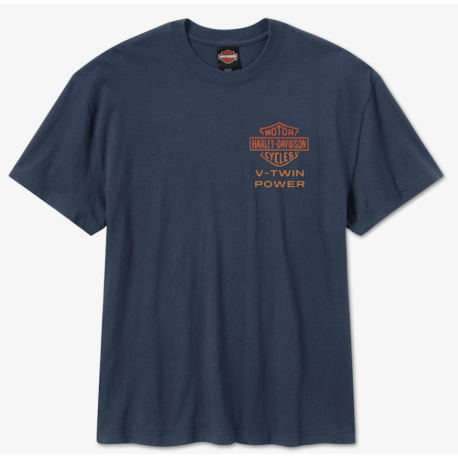 T-shirt H-D Engine Twins à manches courtes pour hommes - Mood Indigo