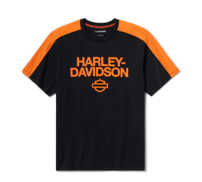 T-shirt H-d® Tech Coolmax® pour homme - Colorblock - Harley Black & Harley Orange