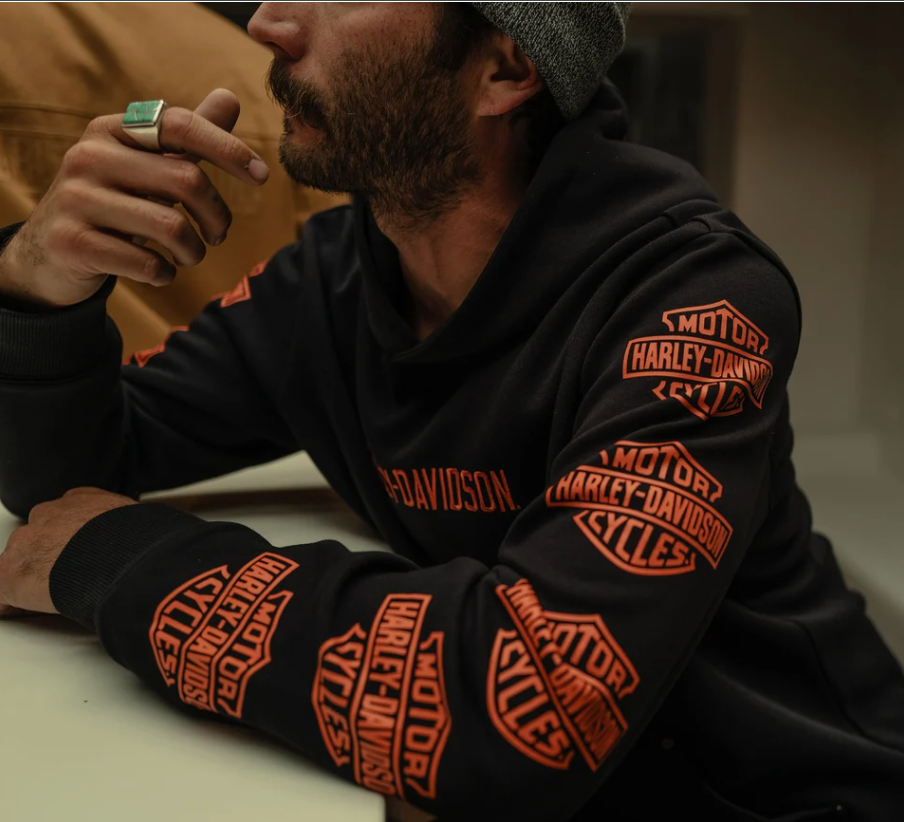Sweat à capuche pullover Bar & Shield Essential pour homme - Harley Black