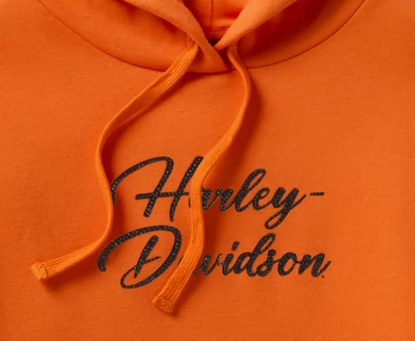 Sweat à capuche pullover Essential Bling pour femme - Harley Orange