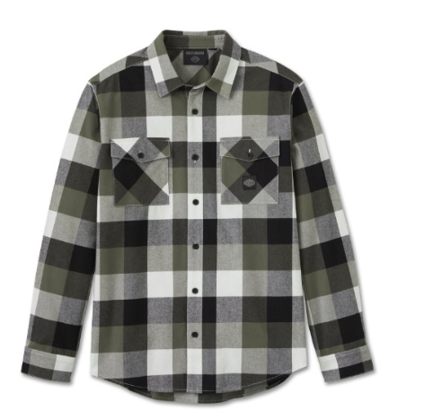 Chemise à manches longues à carreaux pour hommes, Harley Black Grape Leaf