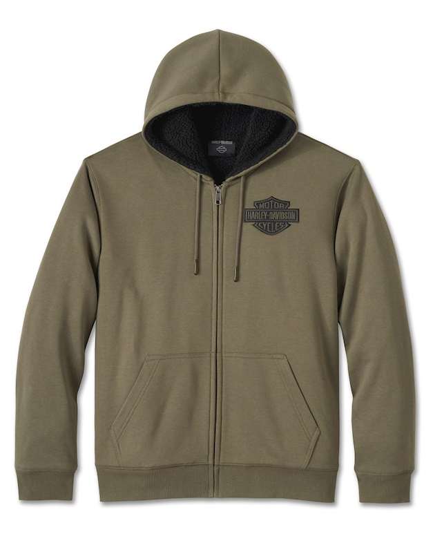 Sweat à capuche zippé vert Harley-Davidson Bar & Shield Sherpa