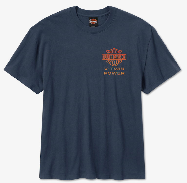 T-shirt H-D Engine Twins à manches courtes pour hommes - Mood Indigo