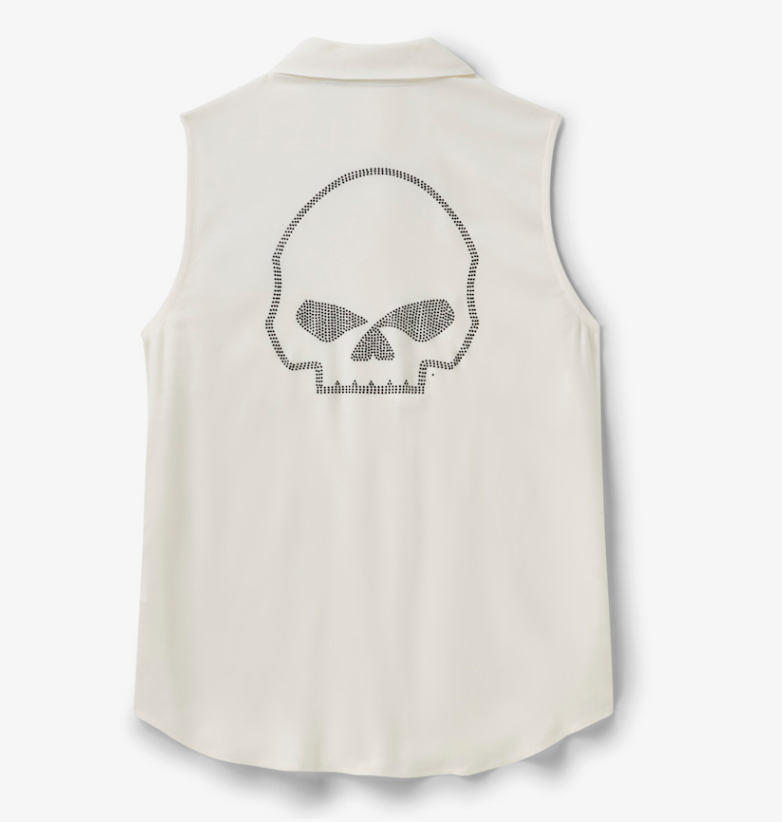 Chemise sans manches Willie G Skull Bling pour femmes - Cloud Dancer