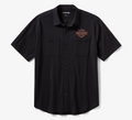 Chemise vintage boutonnée en jersey pour hommes - Harley Noir