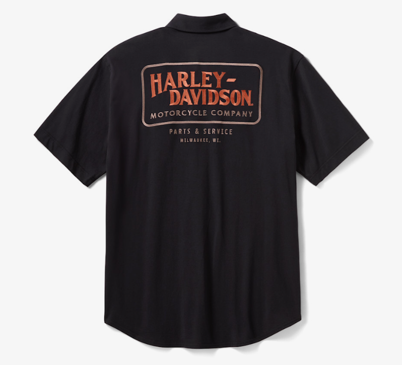 Chemise vintage boutonnée en jersey pour hommes - Harley Noir