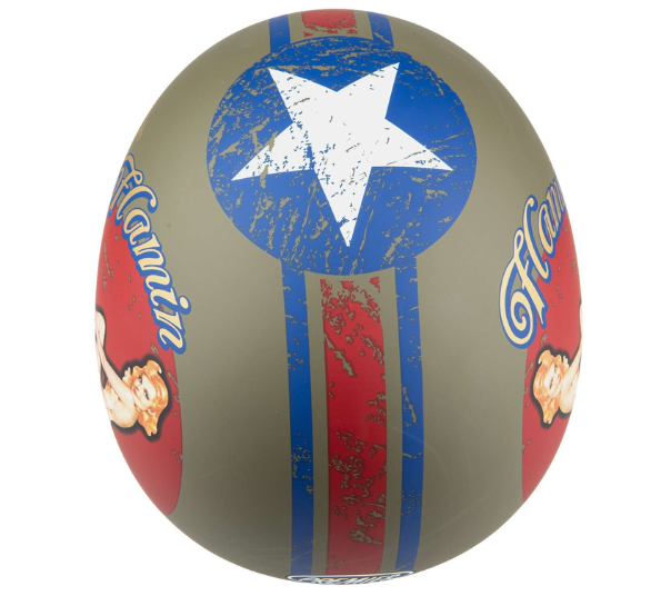 Casque jet Premier Vintage Pin Up Military BM kaki/rouge mat