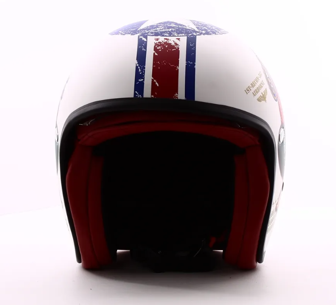 Casque jet Premier Vintage Pin Up Military BM blanc mat /rouge