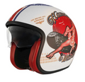 Casque jet Premier Vintage Pin Up Military BM blanc mat /rouge