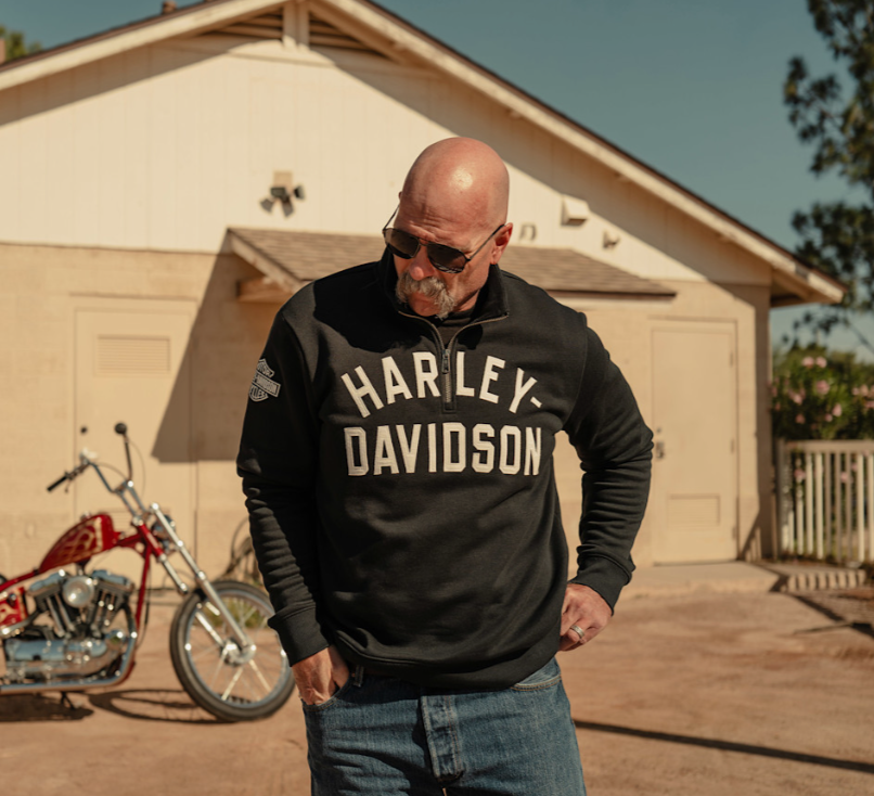 Pull en polaire H-D Essential à col zippé pour hommes - Harley Black