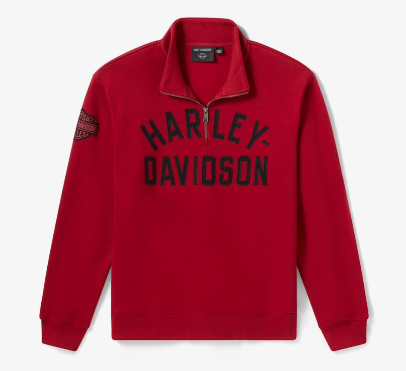 Pull en polaire H-D Essential à col zippé pour hommes - Deep Red