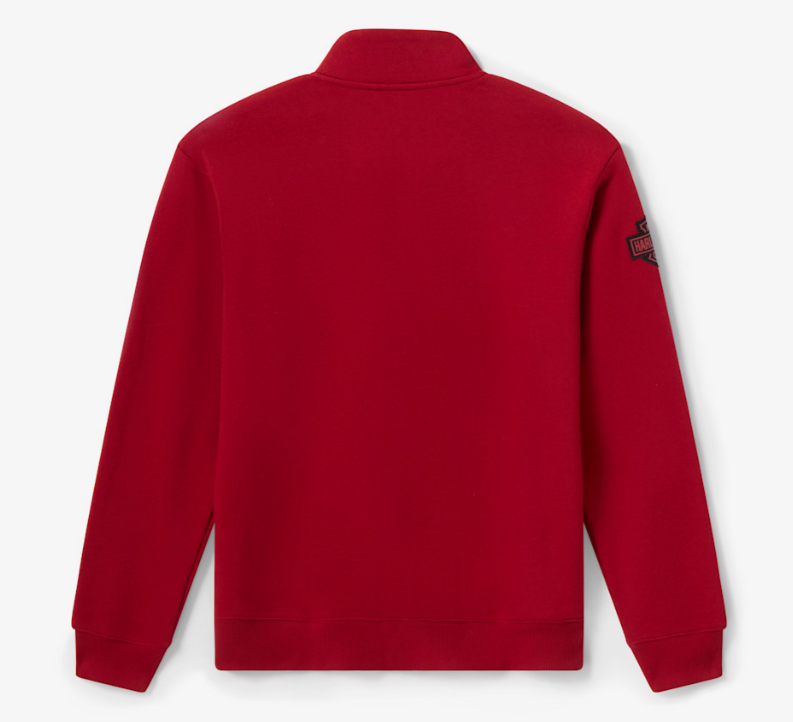 Pull en polaire H-D Essential à col zippé pour hommes - Deep Red