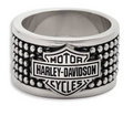 Bague pour homme Harley-Davidson® avec logo Bar & Shield, en acier inoxydable argenté.