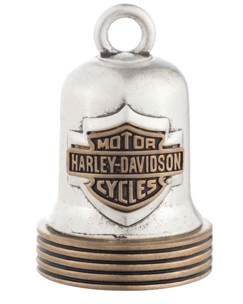 Ride bell Harley-Davidson® avec logo Bar & Shield gravé et accents nervurés, argent