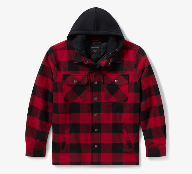 Sur-chemise à capuche Traveler pour hommes - Plaid - Deep Red & Harley Black