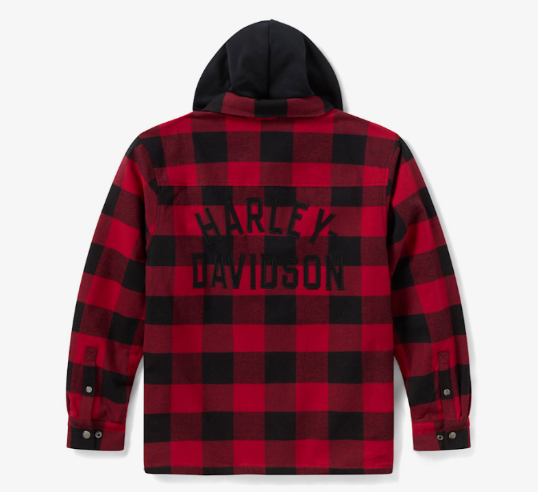 Sur-chemise à capuche Traveler pour hommes - Plaid - Deep Red & Harley Black