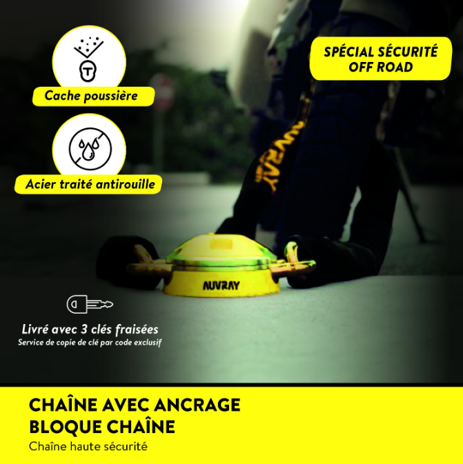 XTREM PROTECT Chaîne + Bloque Chaîne avec ancrage Kit haute sécurité