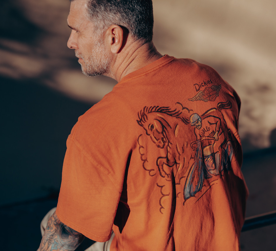 T-shirt Dickies x H-D Horsepower pour hommes - Vintage Orange